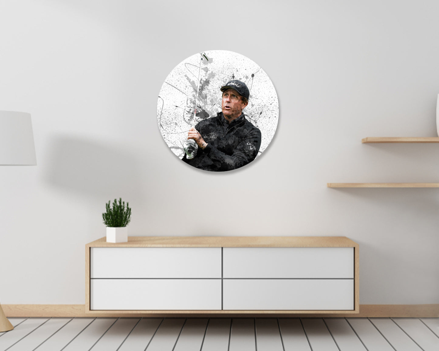 Phil Mickelson Round Wall Art