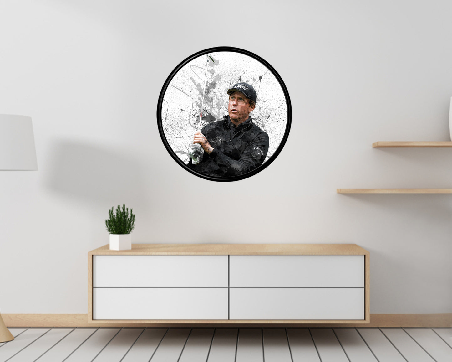 Phil Mickelson Round Wall Art