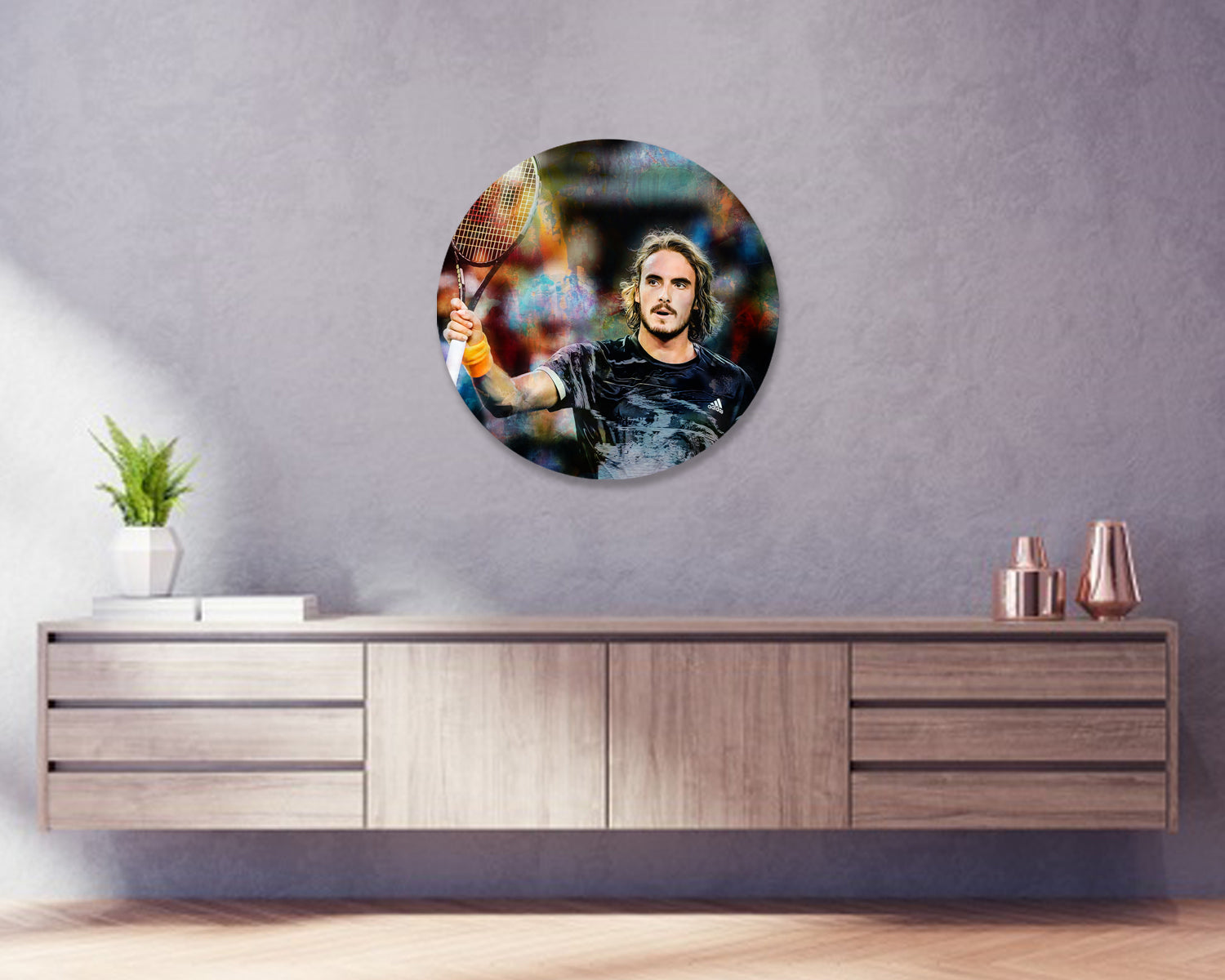 Stefanos Tsitsipas Round Wall Art