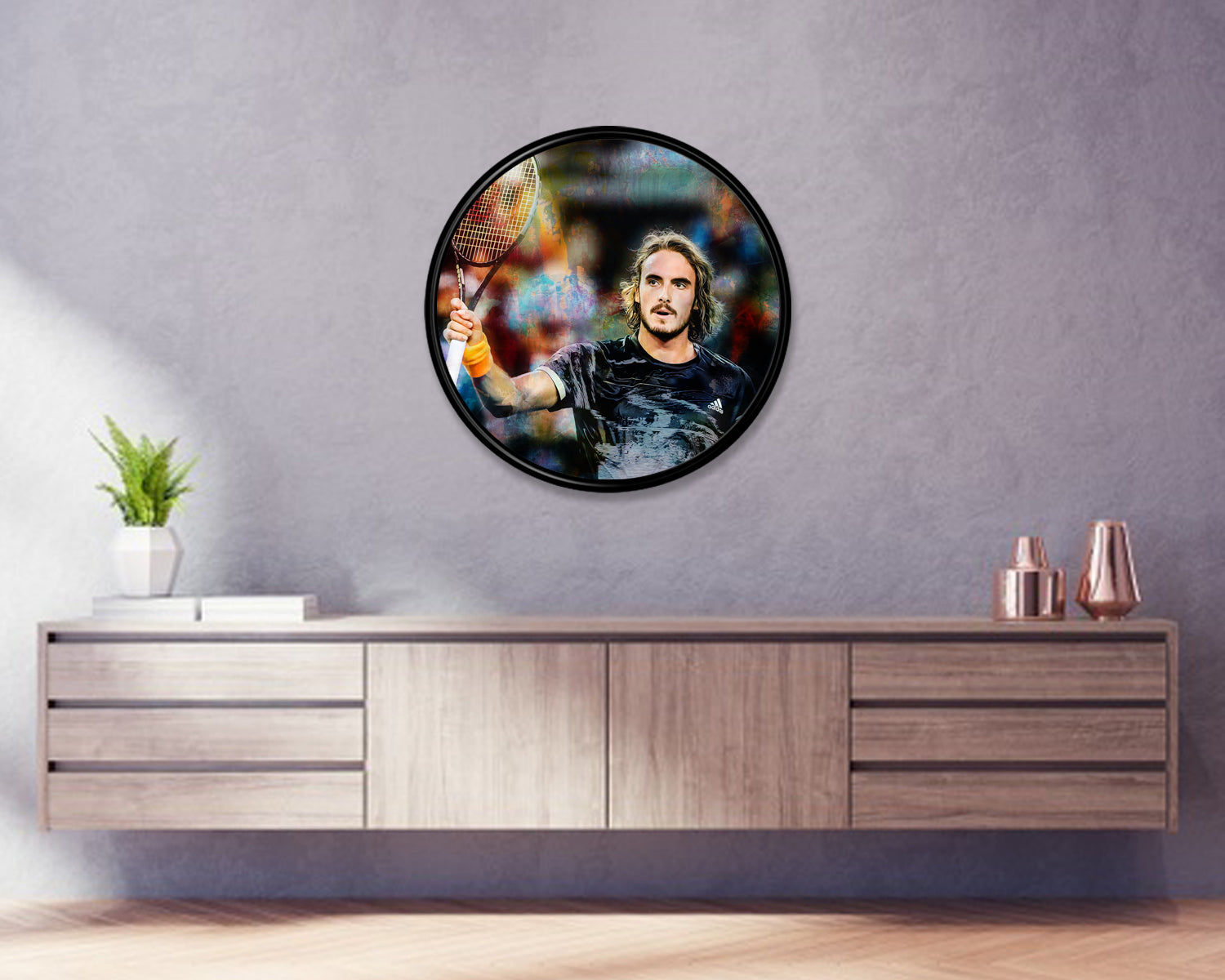 Stefanos Tsitsipas Round Wall Art