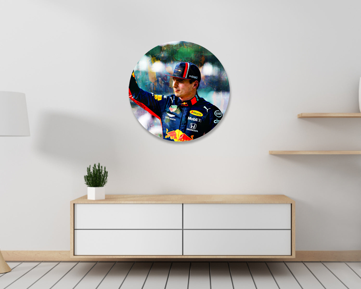 Max Verstappen Round Wall Art