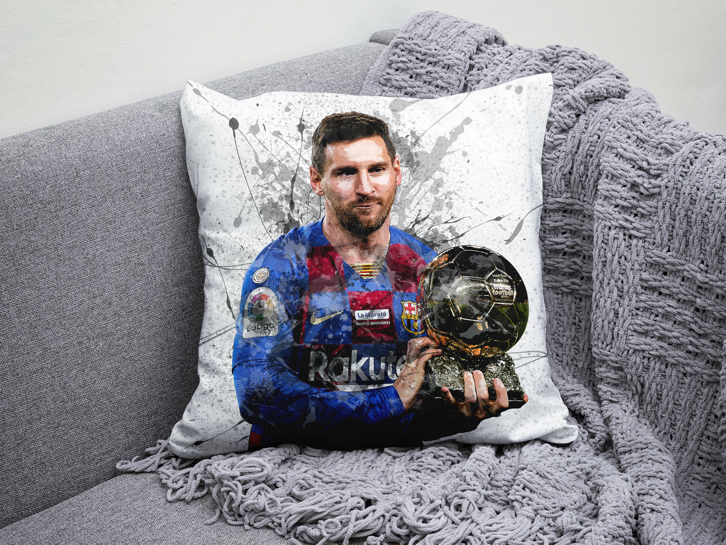 Lionel Messi Splash Effect Pillow