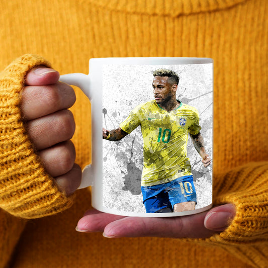 Taza y posavasos con efecto salpicadura brasileña de Neymar