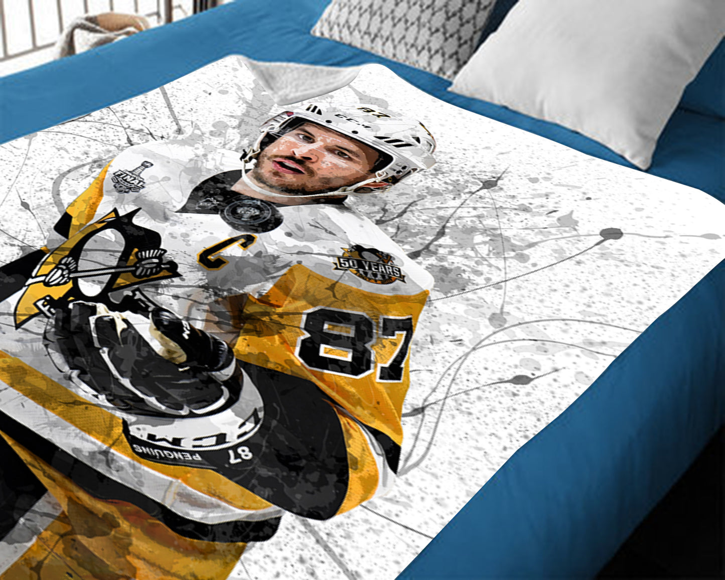 Sidney Crosby Splash Effect Fleece Blanket Style 3