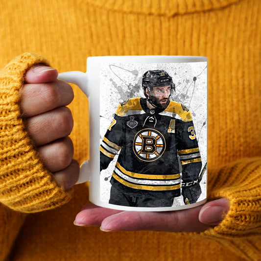 Taza y posavasos con efecto salpicado de Patrice Bergeron