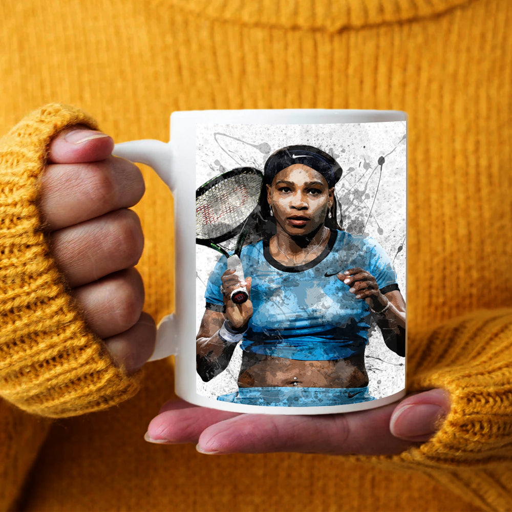 Taza y posavasos con efecto salpicado de Serena Williams