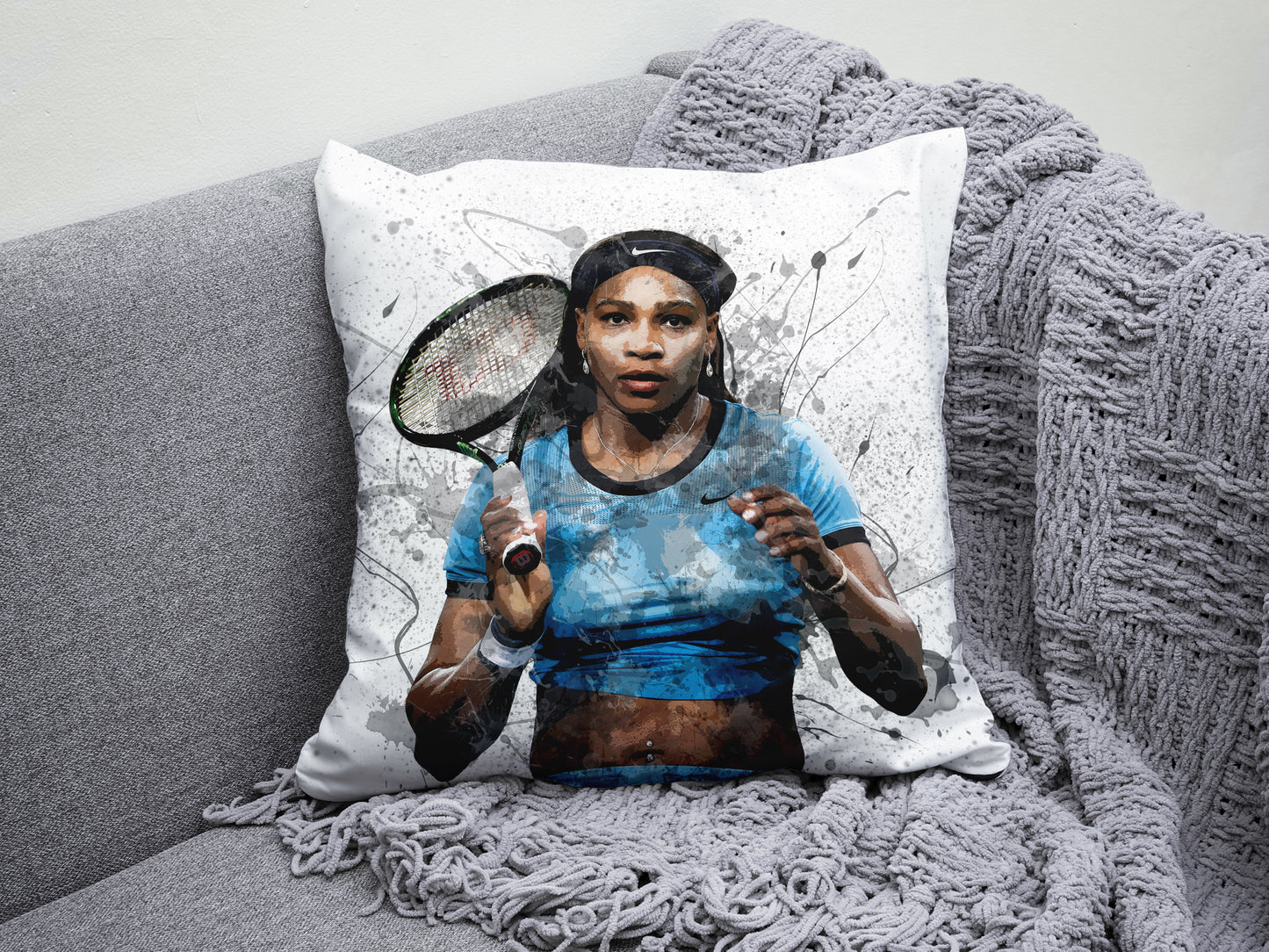 Almohada con efecto salpicadura de Serena Williams