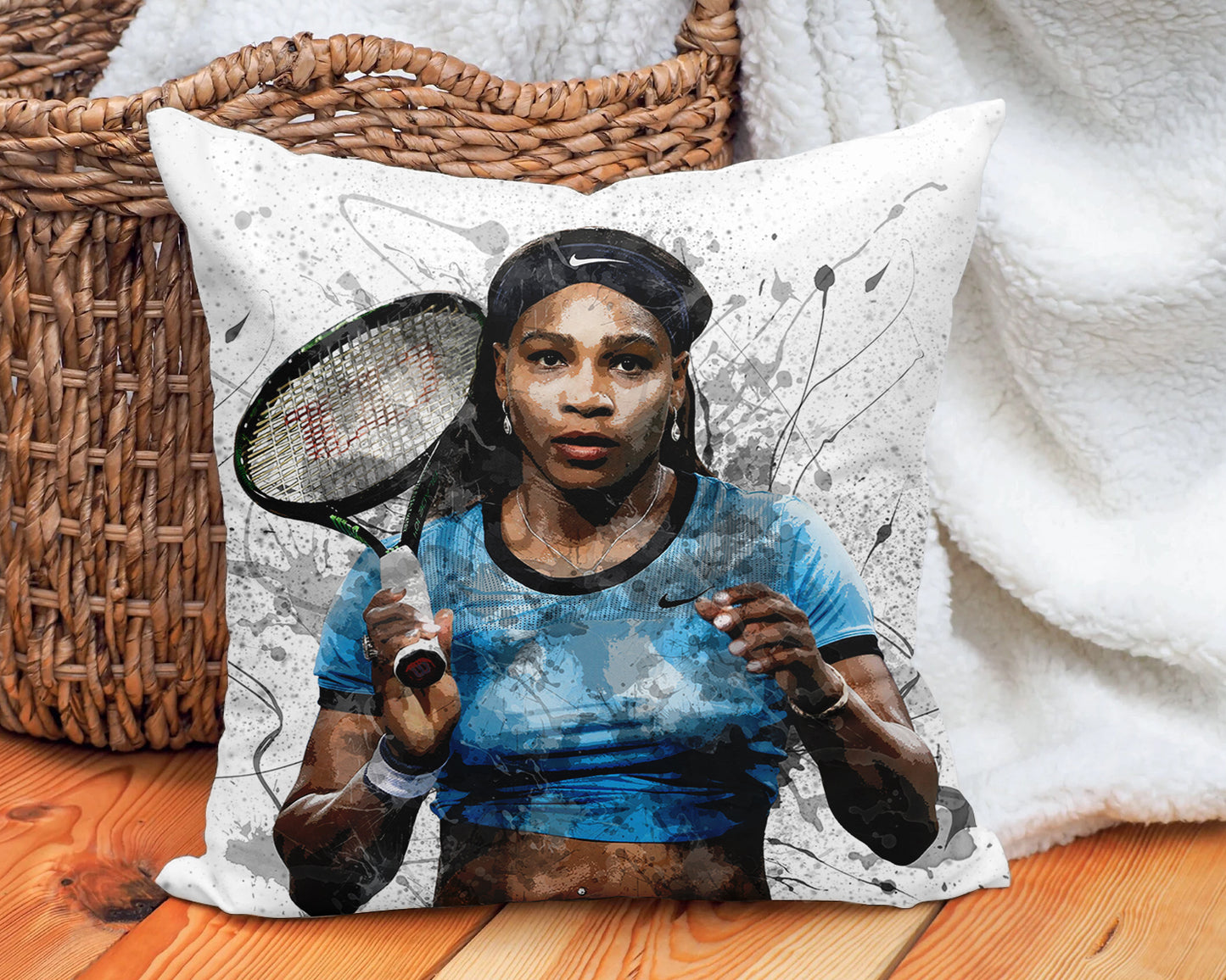 Almohada con efecto salpicadura de Serena Williams