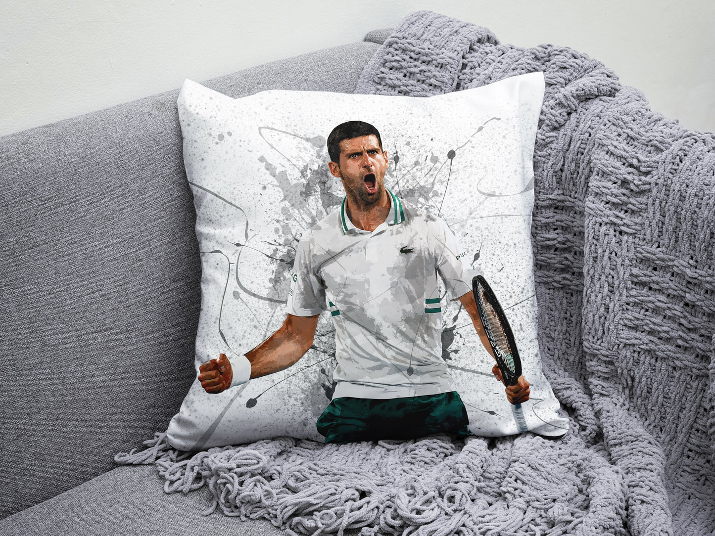 Novak Djokovic Splash Effect Pillow