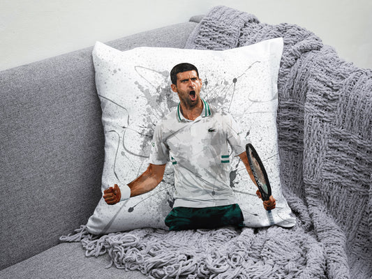 Almohada con efecto salpicadura de Novak Djokovic