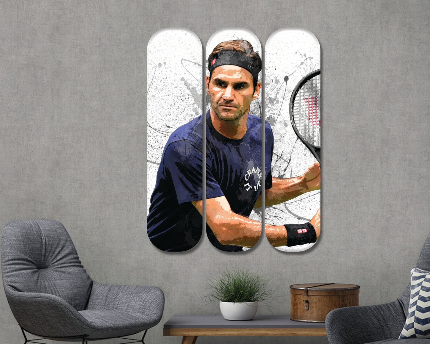 Roger Federer Acrylic Skateboard Wall Art