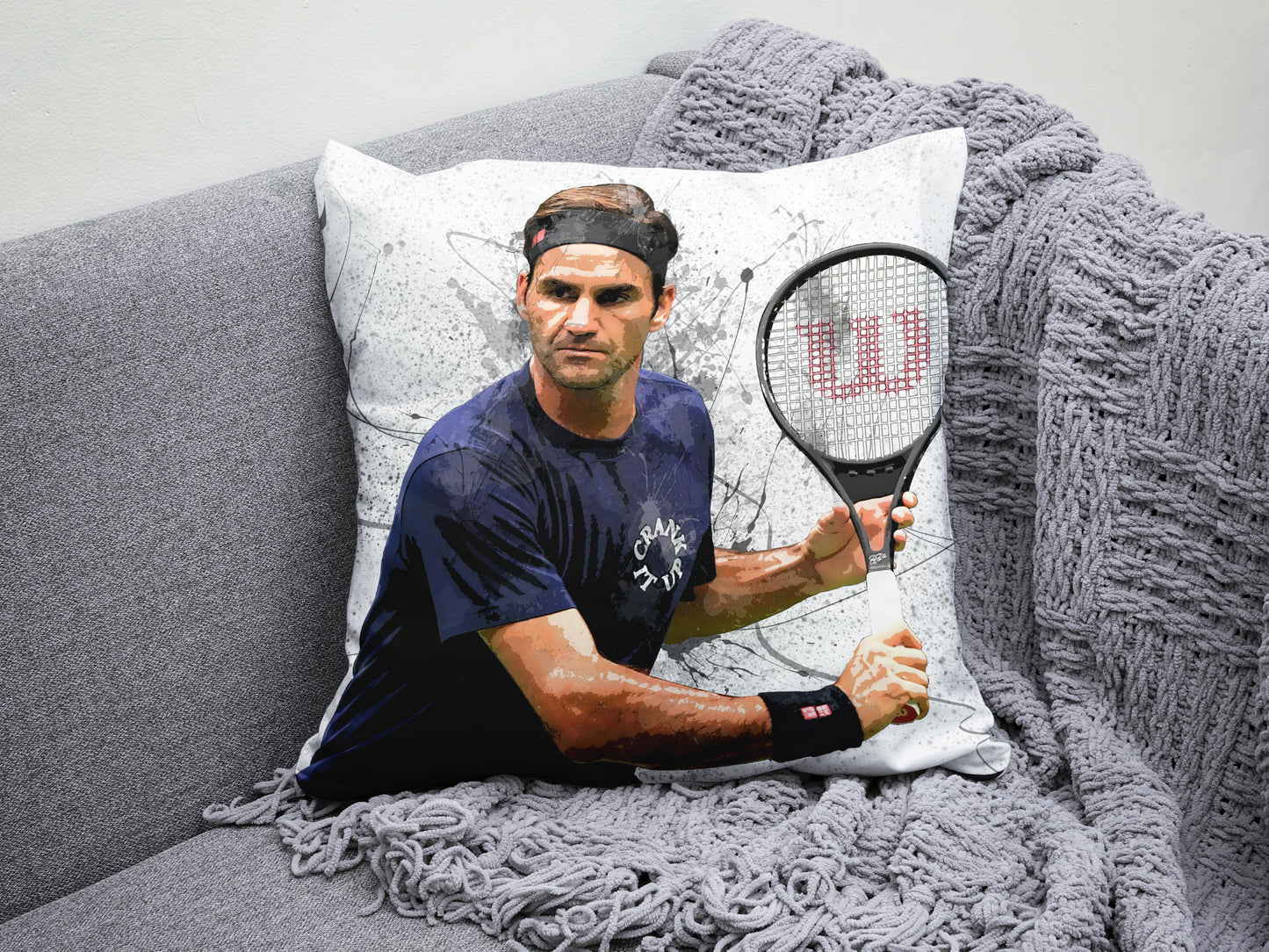 Roger Federer Splash Effect Pillow