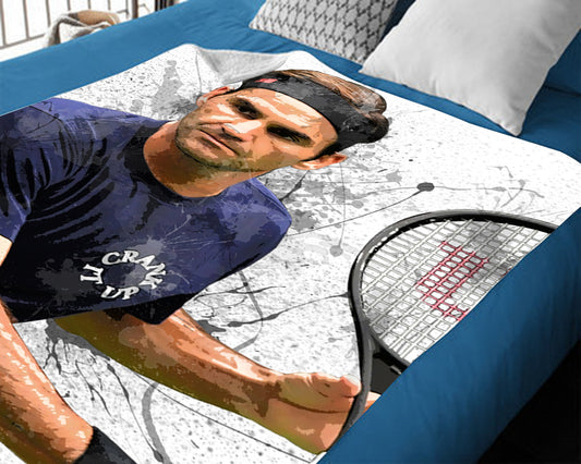 Roger Federer Splash Effect Fleece Blanket