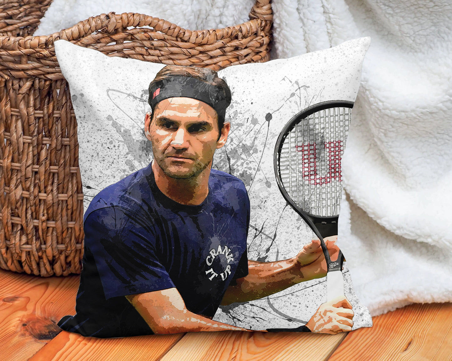 Roger Federer Splash Effect Pillow