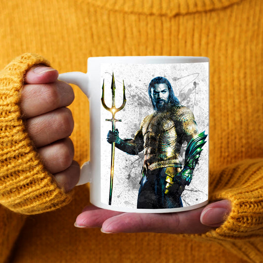 Taza y posavasos con efecto salpicadura de Aquaman