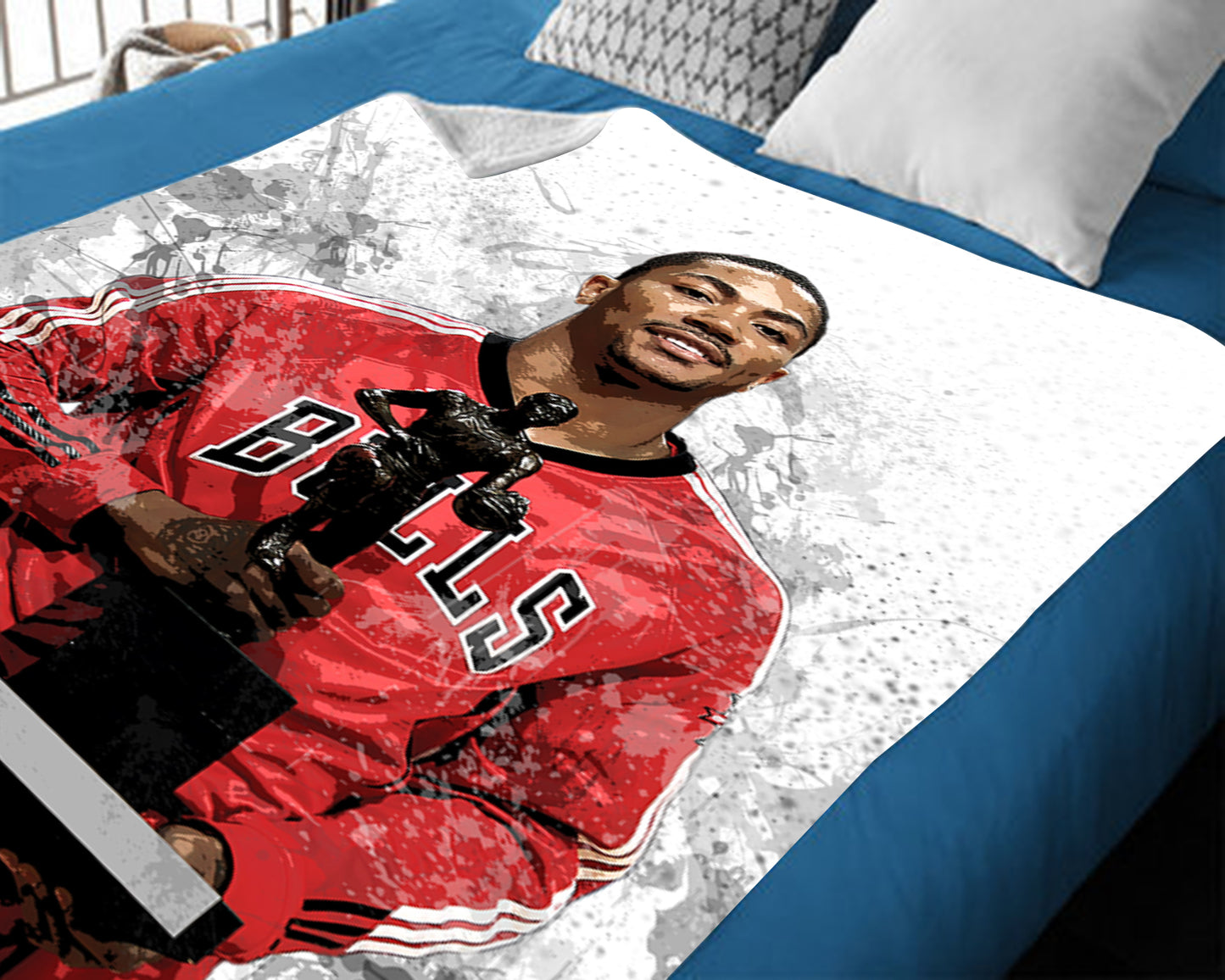 Derrick Rose Chicago Bulls Splash Effect Fleece Blanket