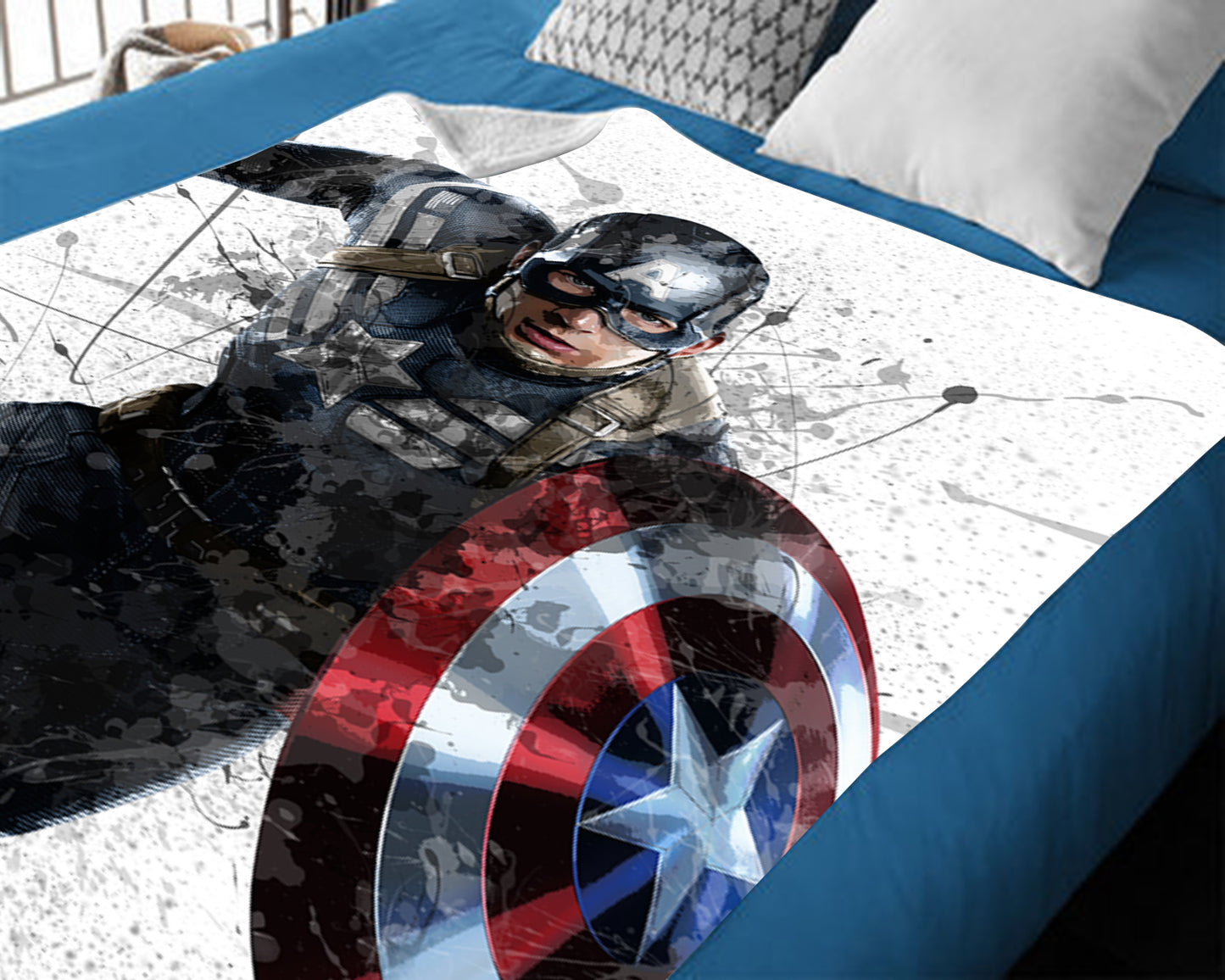 Captain America Splash Effect Fleece Blanket