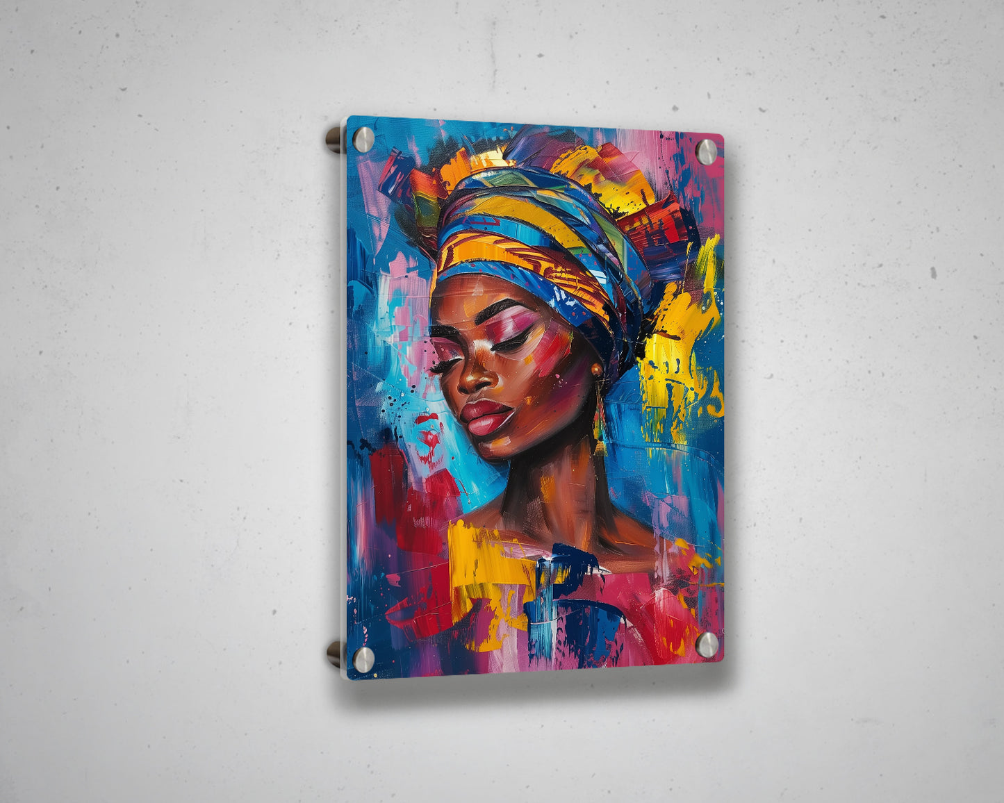 African Woman Watercolor Portrait Abstract Canvas Art