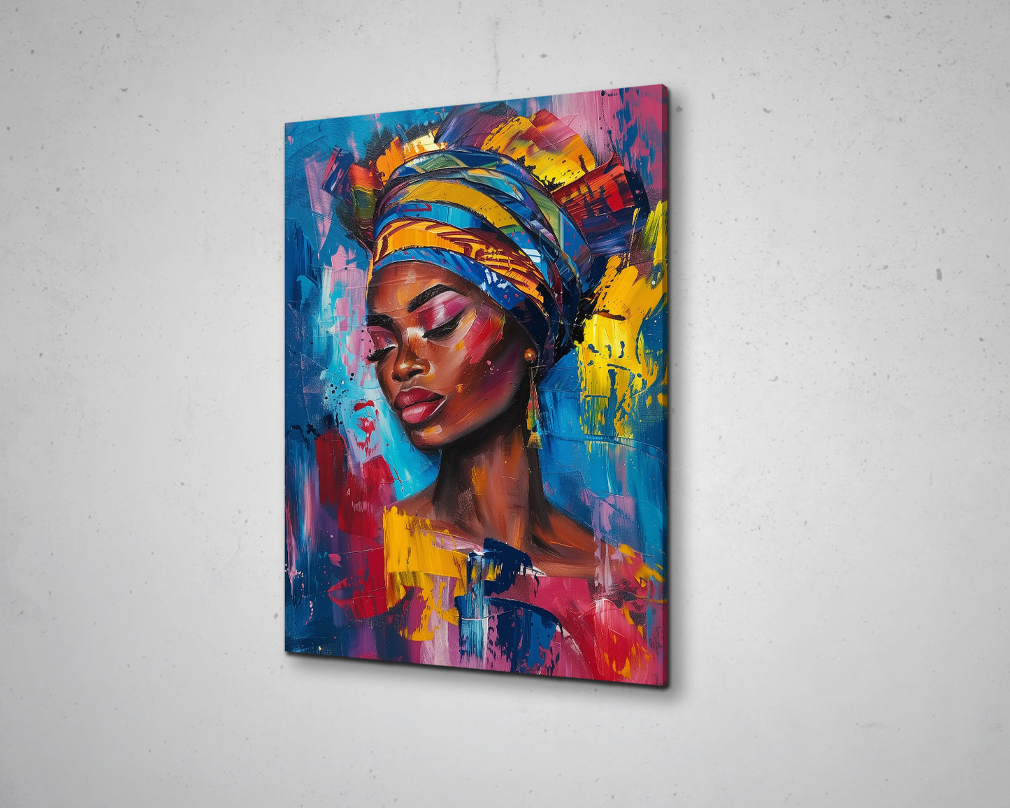 African Woman Watercolor Portrait Abstract Canvas Art