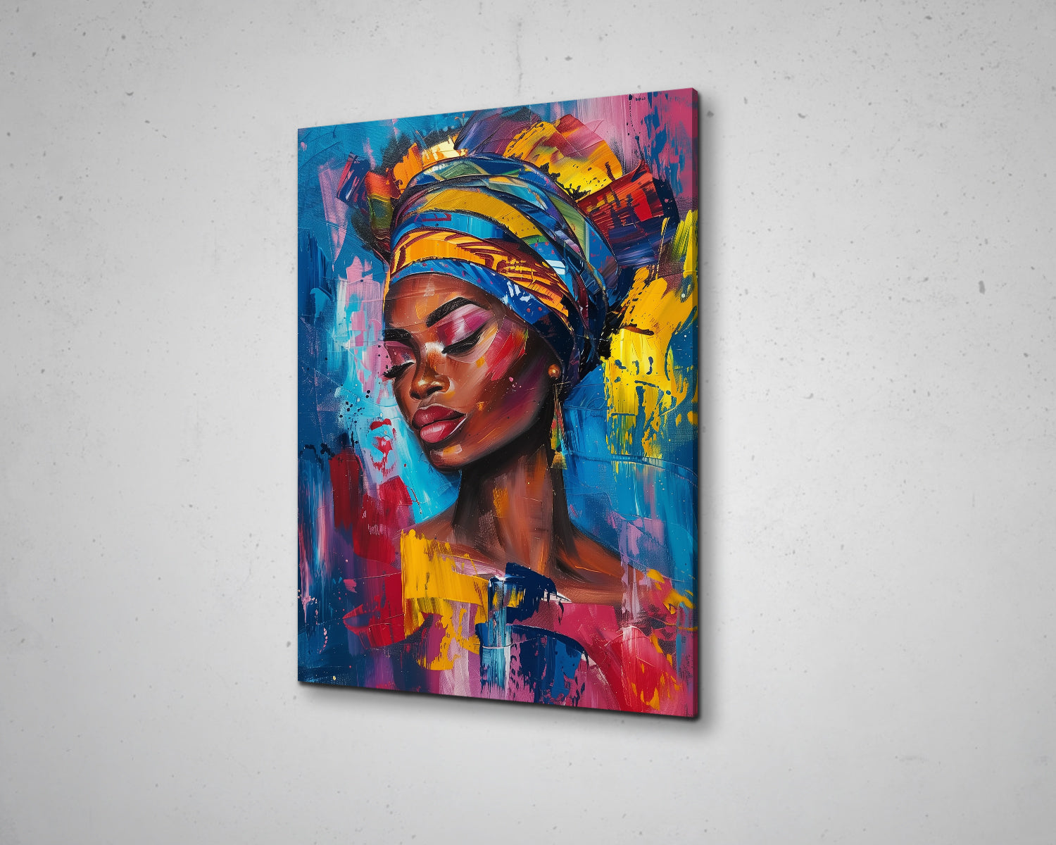 African Woman Watercolor Portrait Abstract Canvas Art