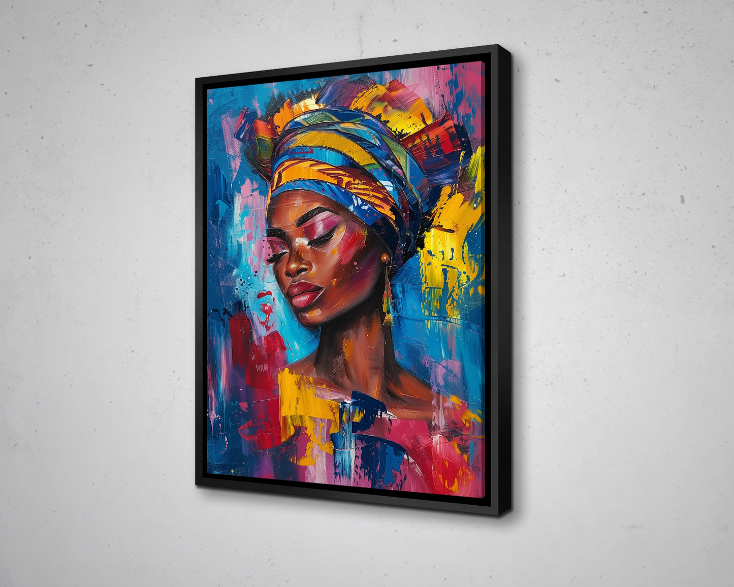 African Woman Watercolor Portrait Abstract Canvas Art