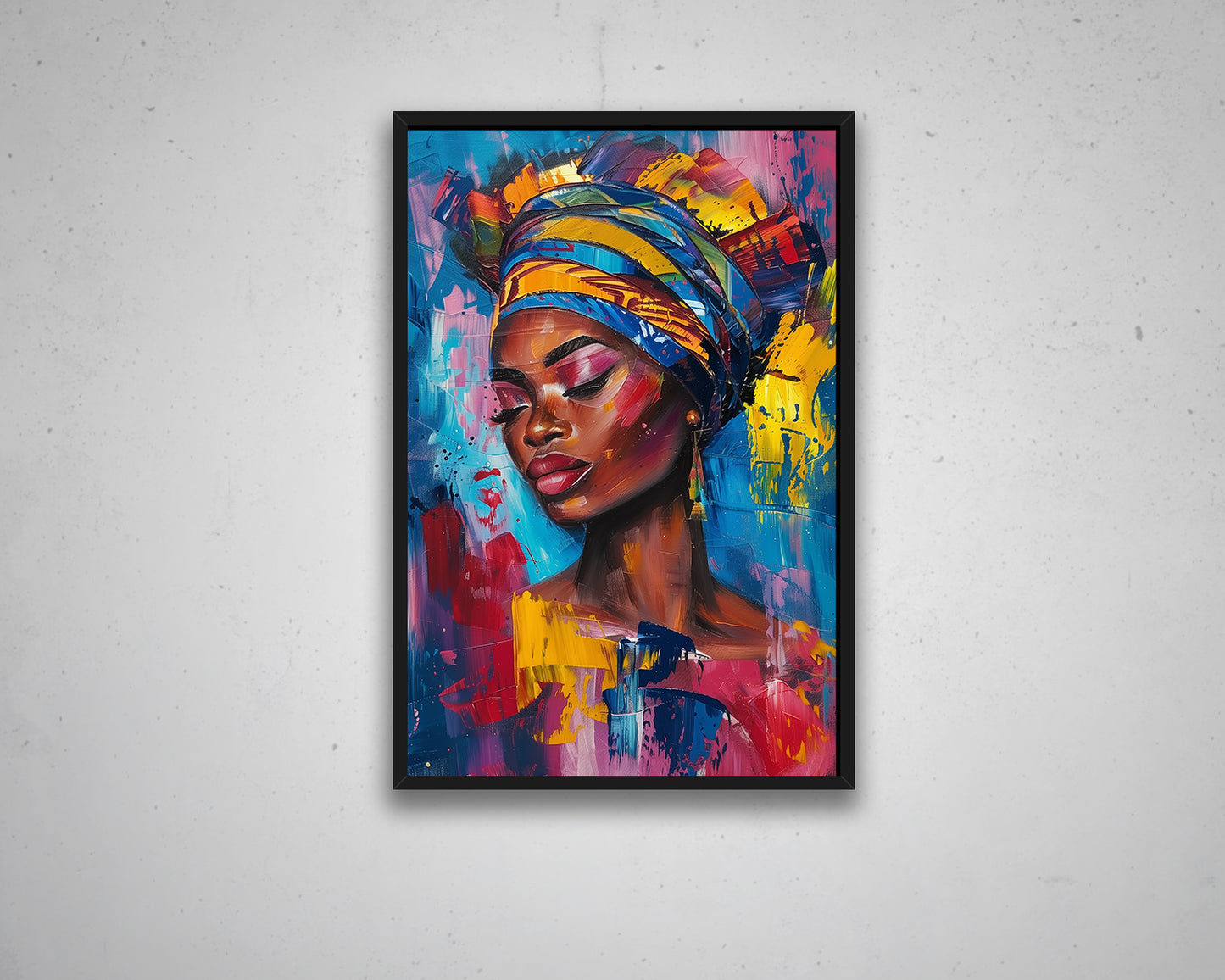 African Woman Watercolor Portrait Abstract Canvas Art