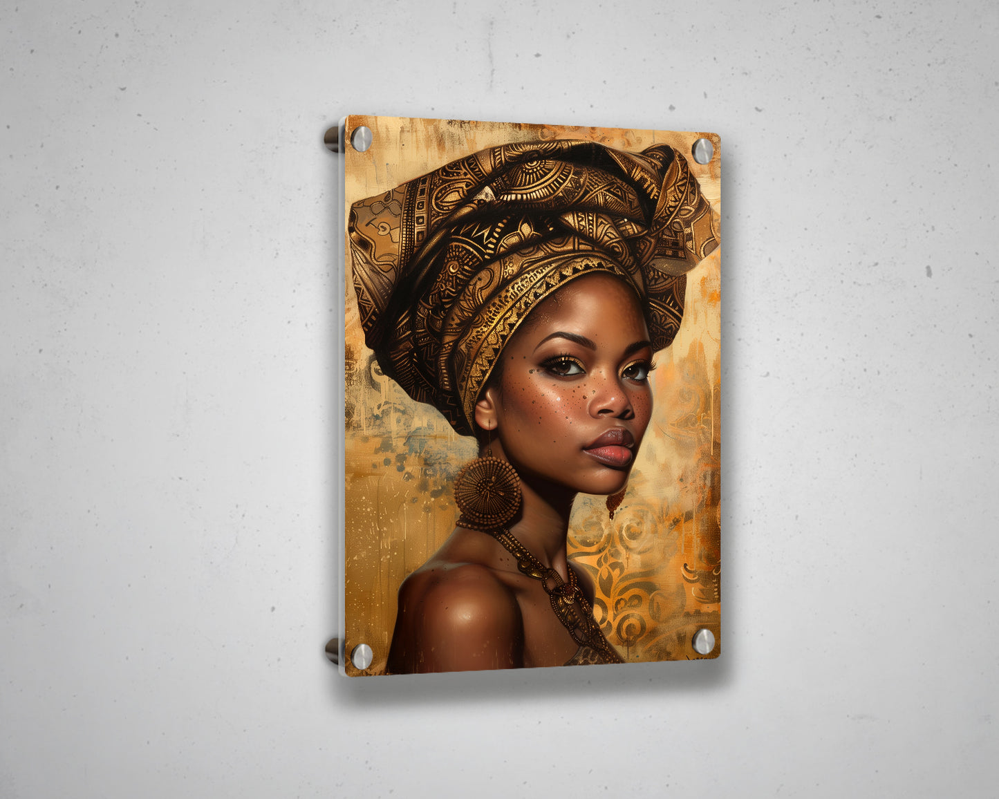 African Woman Watercolor Portrait Abstract Canvas Art