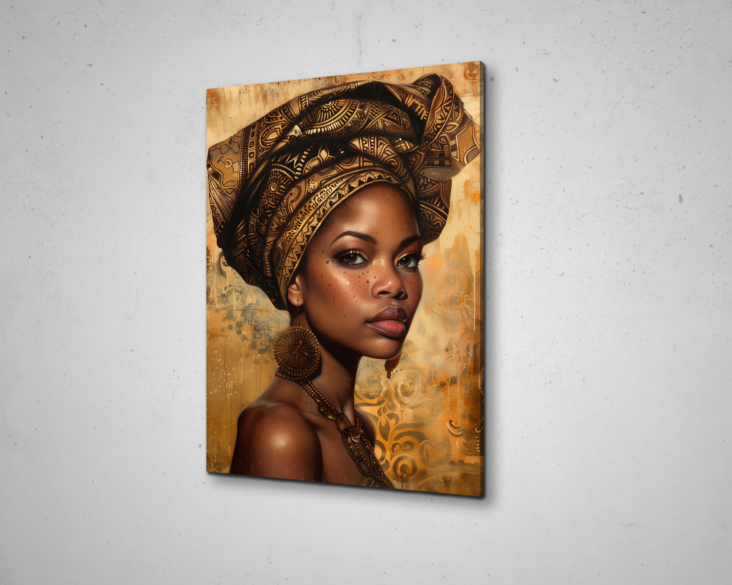 African Woman Watercolor Portrait Abstract Canvas Art