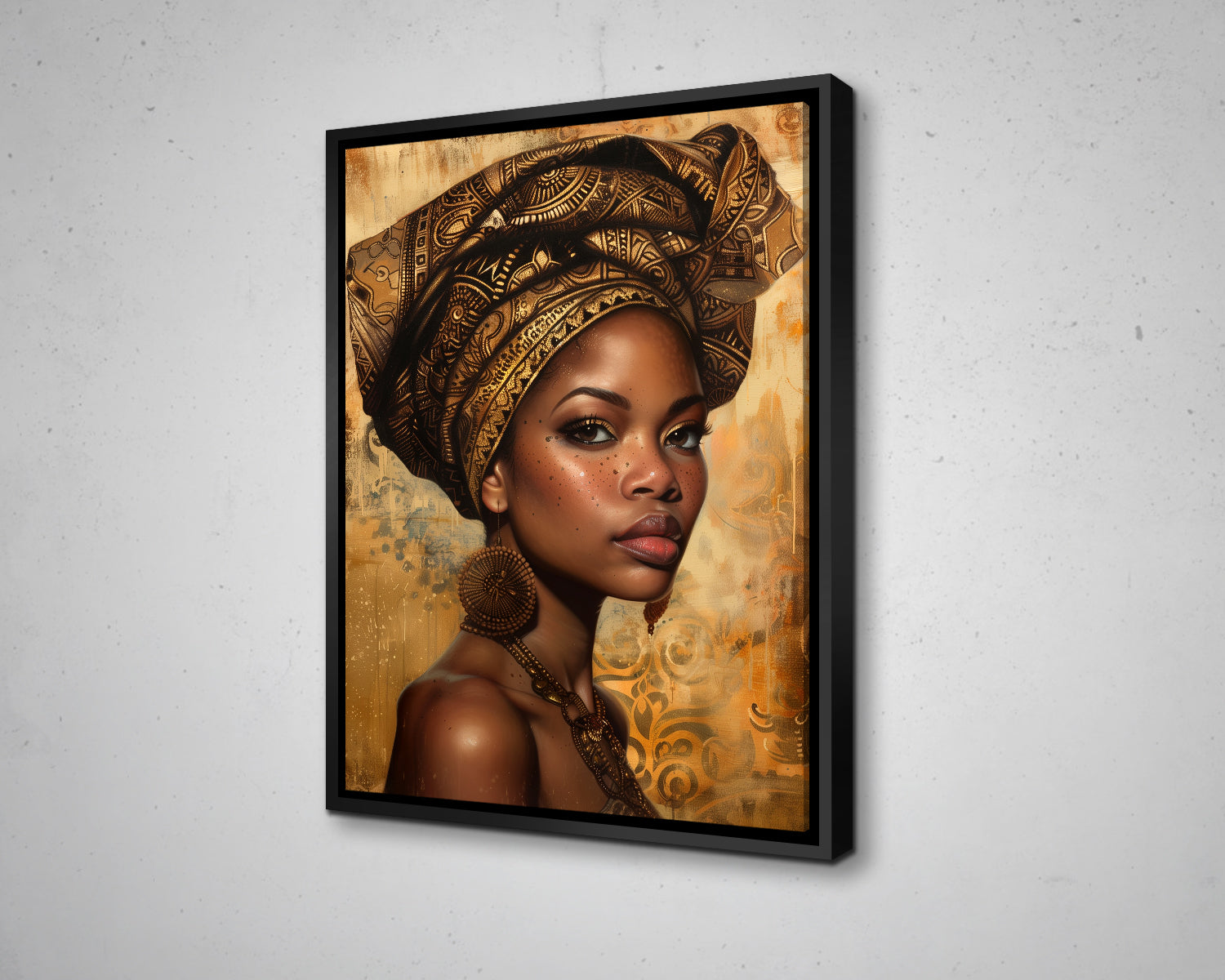 African Woman Watercolor Portrait Abstract Canvas Art