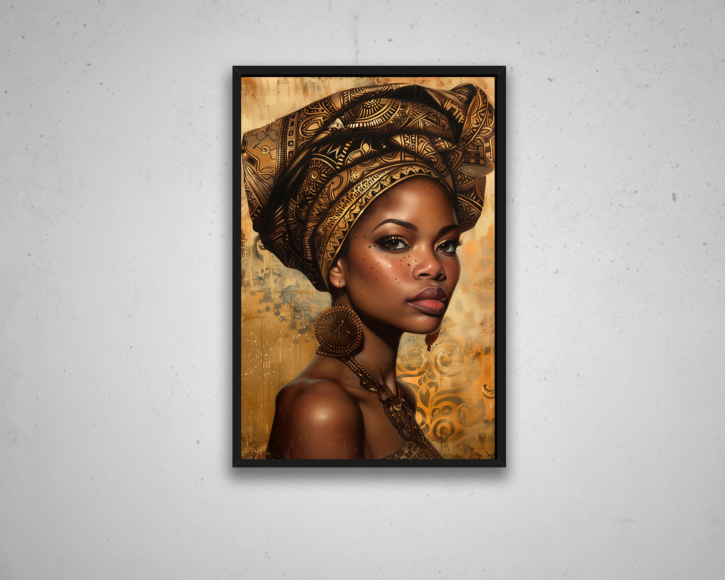 African Woman Watercolor Portrait Abstract Canvas Art