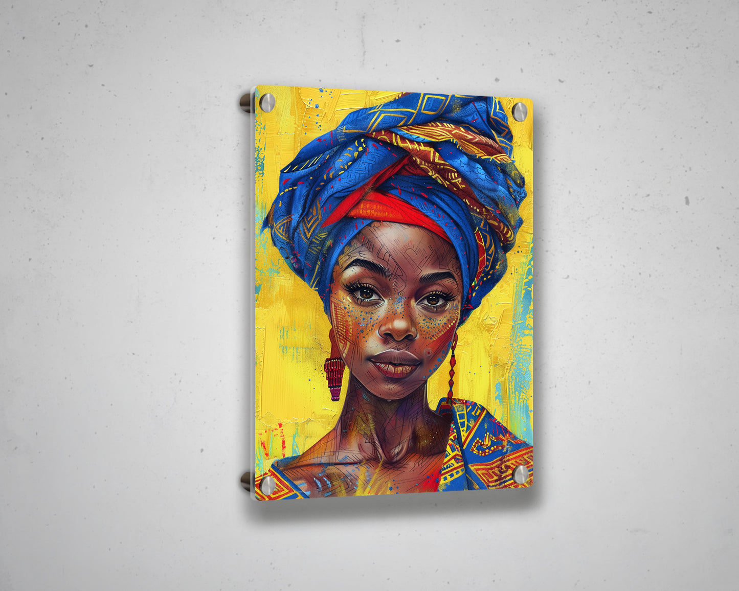 African Woman Watercolor Painting Portrait Abstract Canvas Art