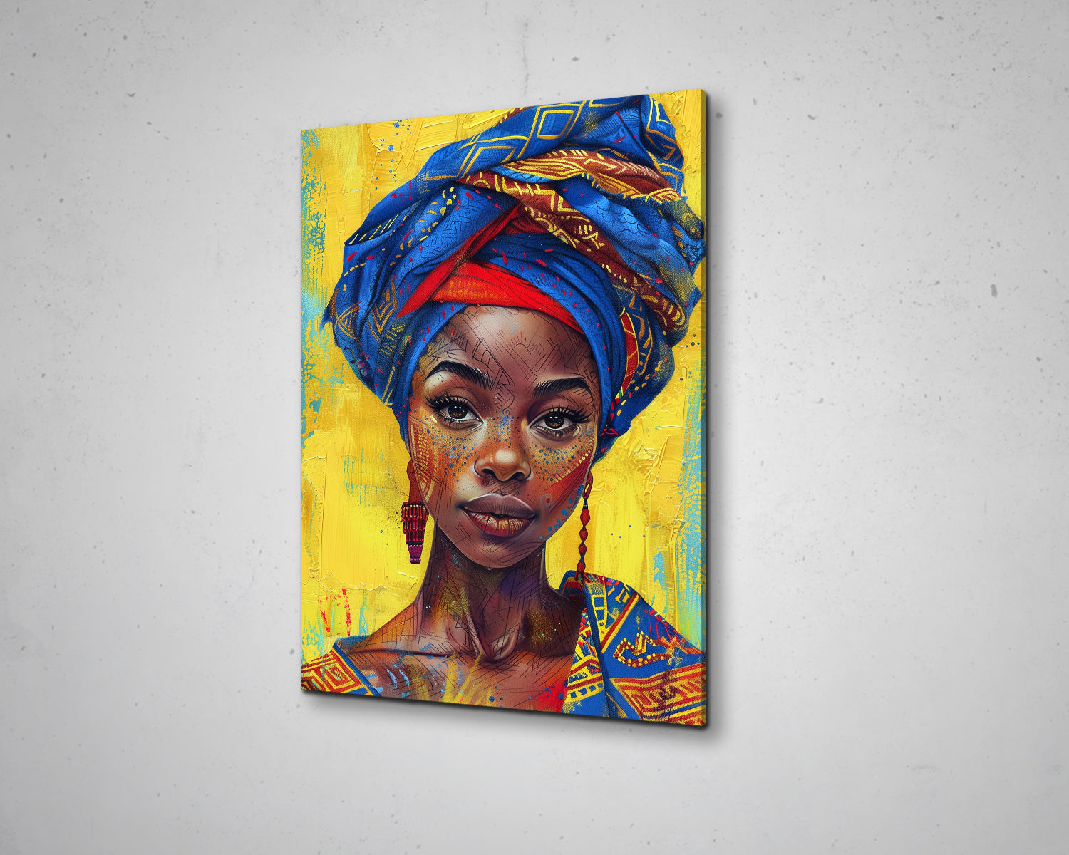 African Woman Watercolor Painting Portrait Abstract Canvas Art