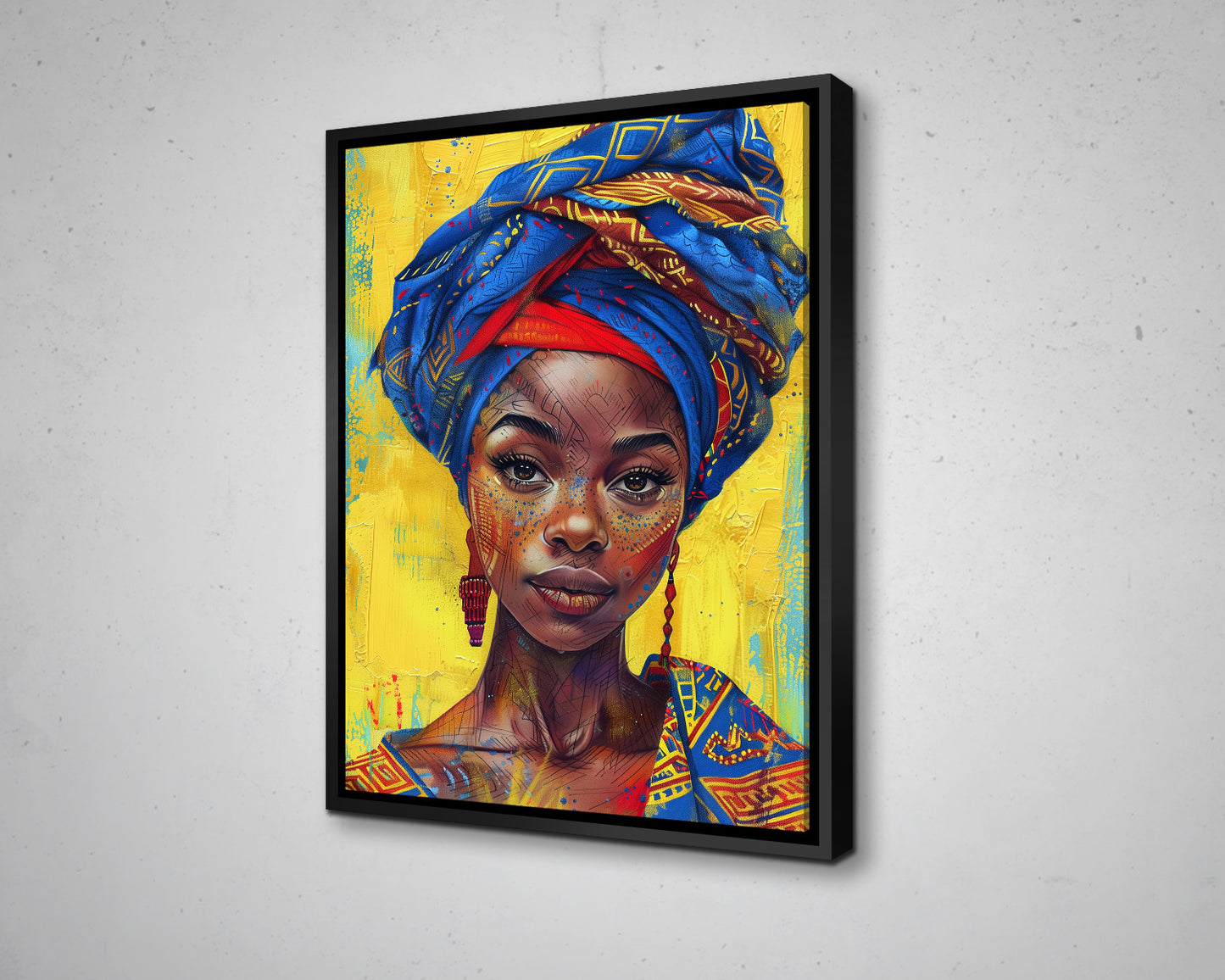 African Woman Watercolor Painting Portrait Abstract Canvas Art