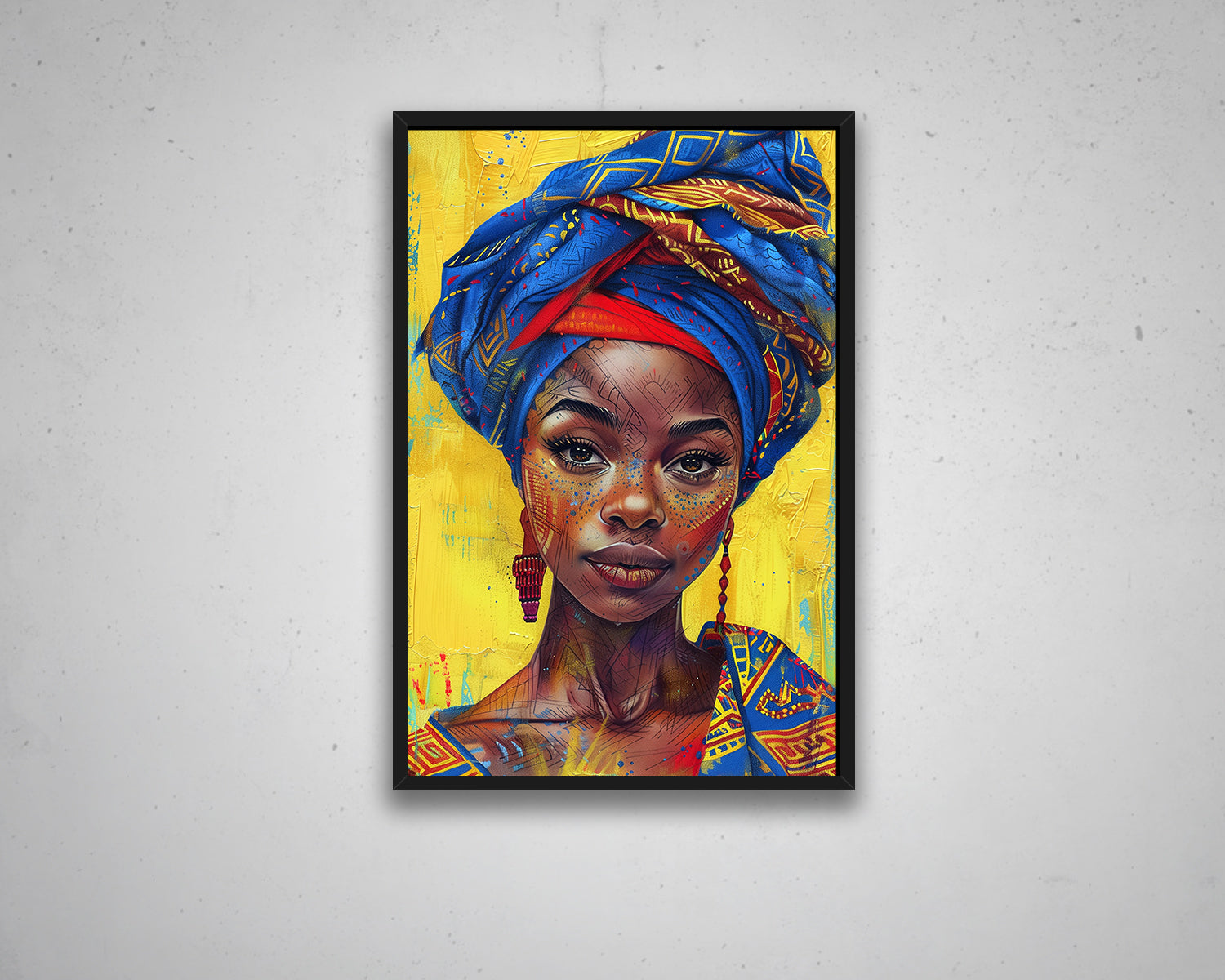 African Woman Watercolor Painting Portrait Abstract Canvas Art