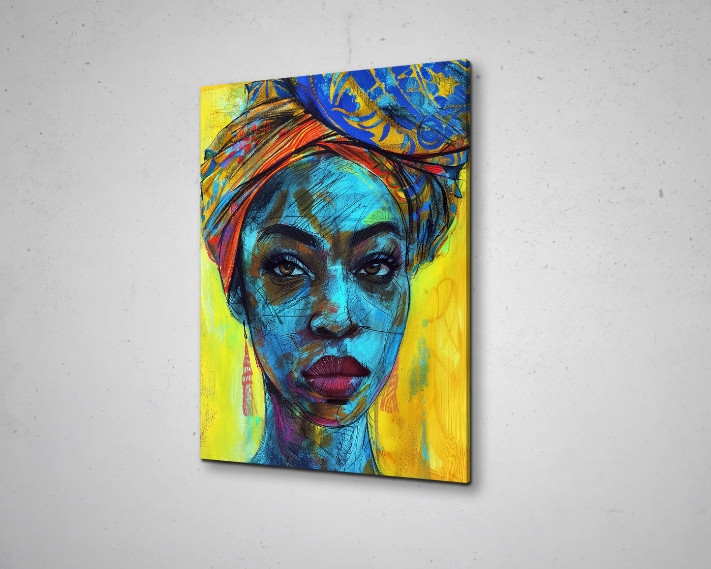 African Woman Watercolor Painting Portrait Abstract Canvas Art
