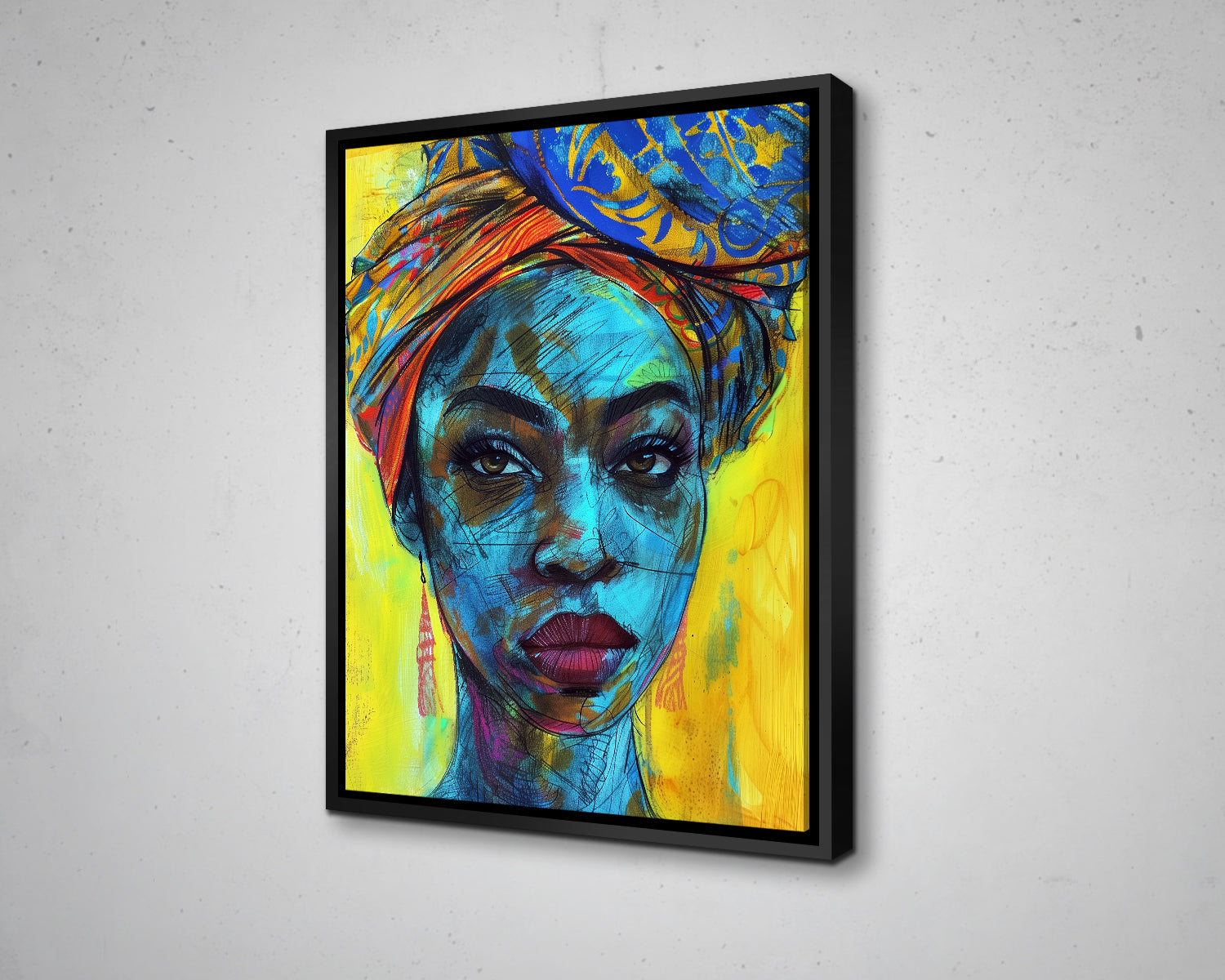 African Woman Watercolor Painting Portrait Abstract Canvas Art
