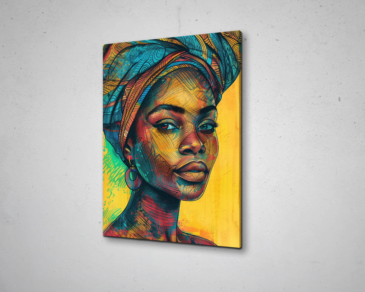 African Woman Watercolor Painting Portrait Abstract Canvas Art