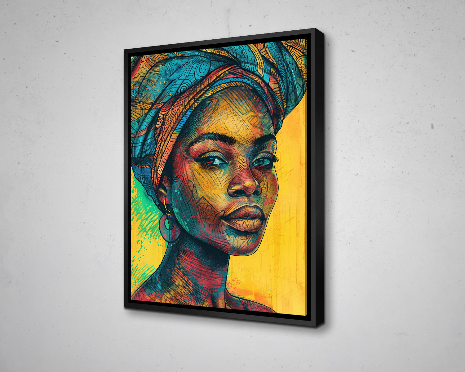 African Woman Watercolor Painting Portrait Abstract Canvas Art