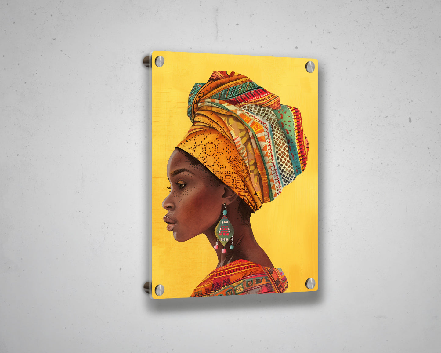 African Woman Watercolor Painting Portrait Abstract Canvas Art