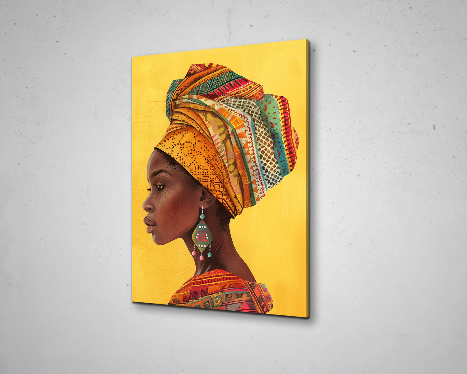 African Woman Watercolor Painting Portrait Abstract Canvas Art