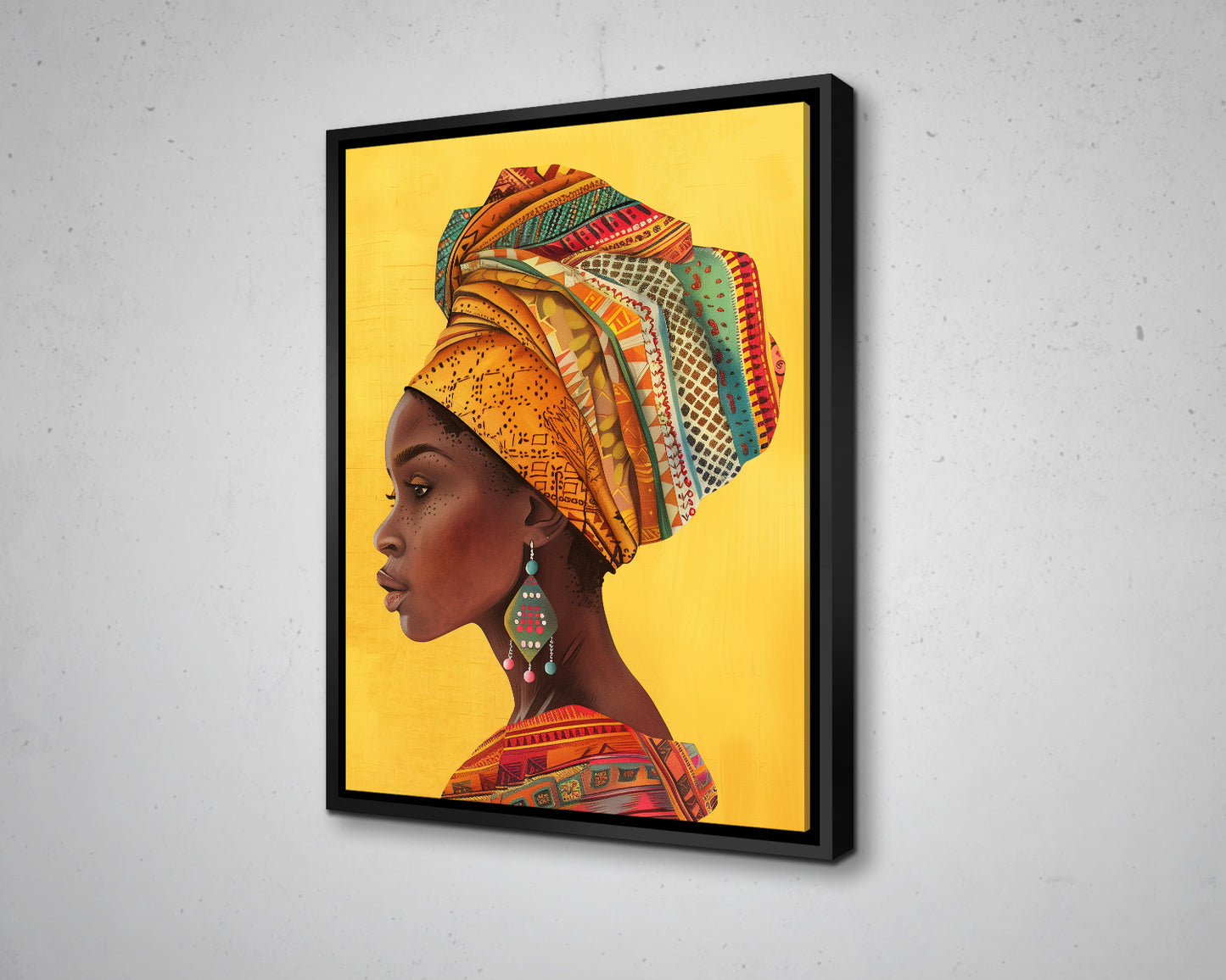 African Woman Watercolor Painting Portrait Abstract Canvas Art