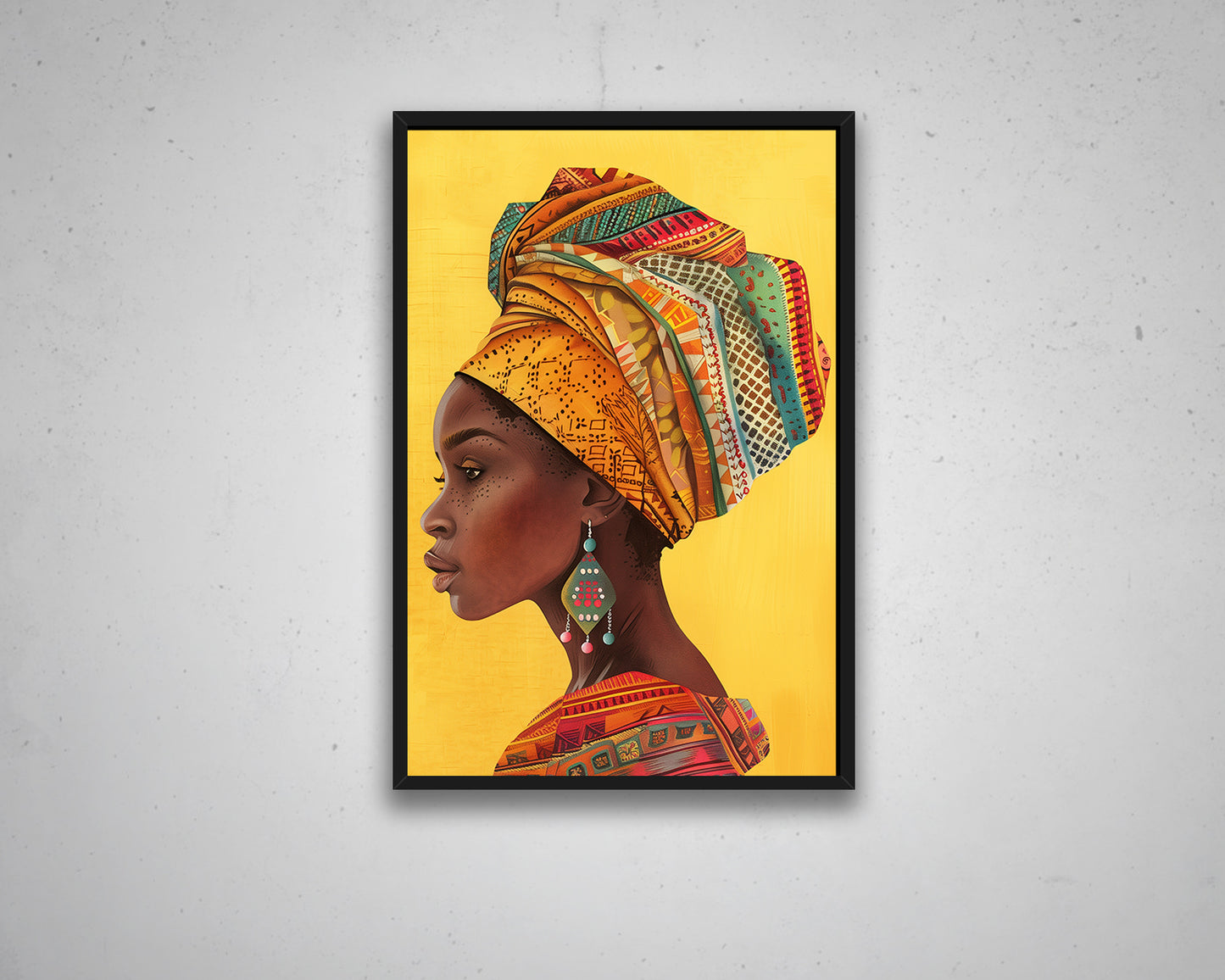 African Woman Watercolor Painting Portrait Abstract Canvas Art