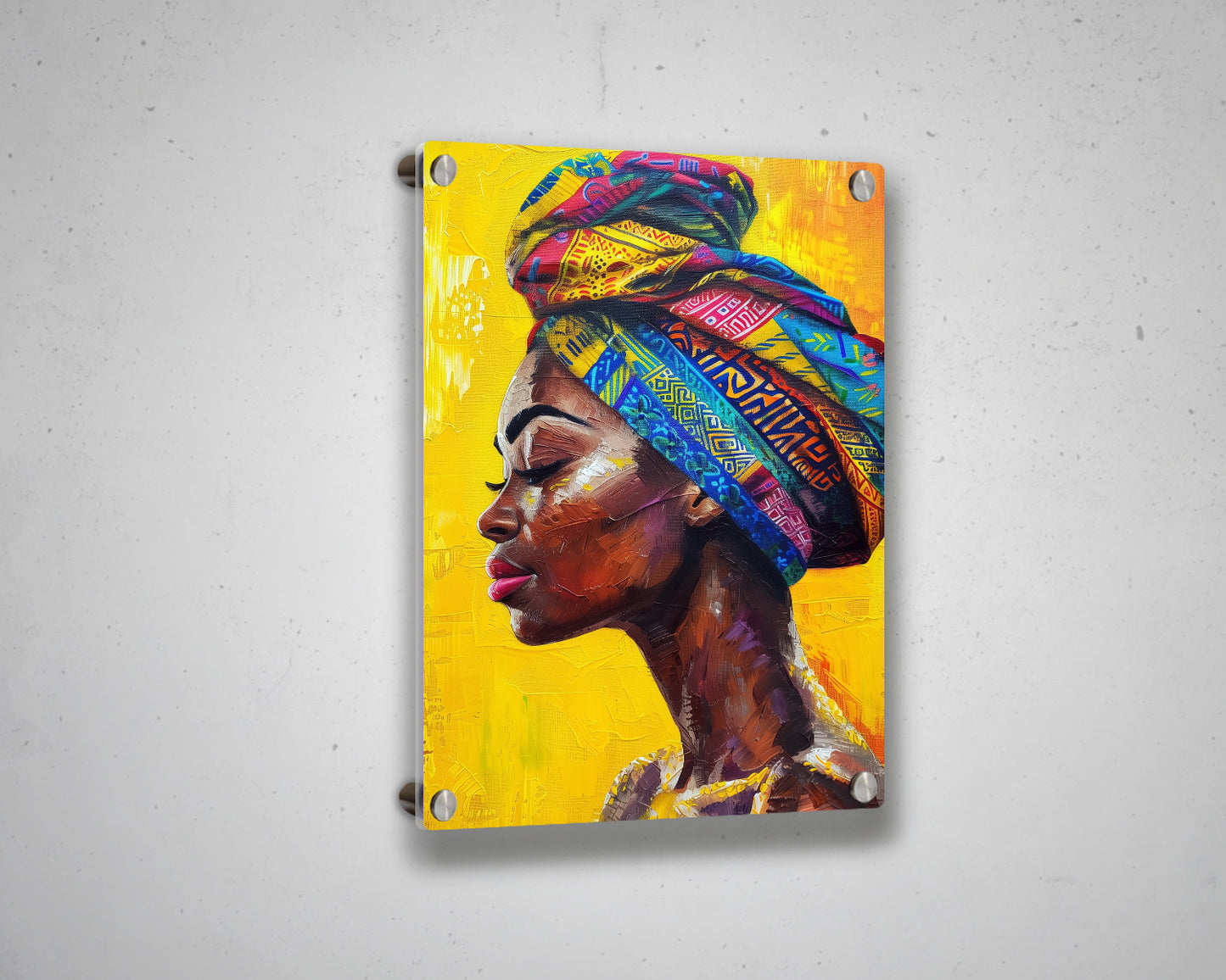 African Woman Watercolor Painting Portrait Abstract Canvas Art