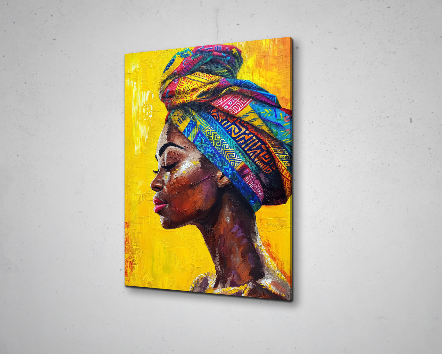 African Woman Watercolor Painting Portrait Abstract Canvas Art