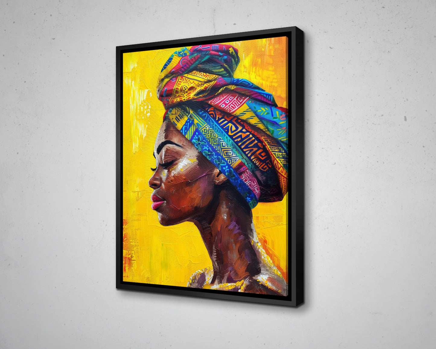 African Woman Watercolor Painting Portrait Abstract Canvas Art