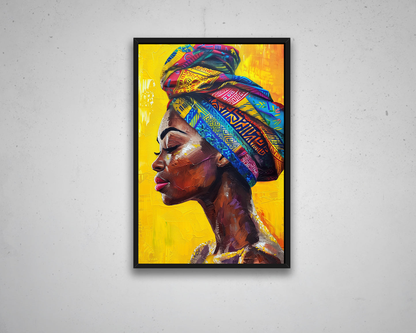 African Woman Watercolor Painting Portrait Abstract Canvas Art