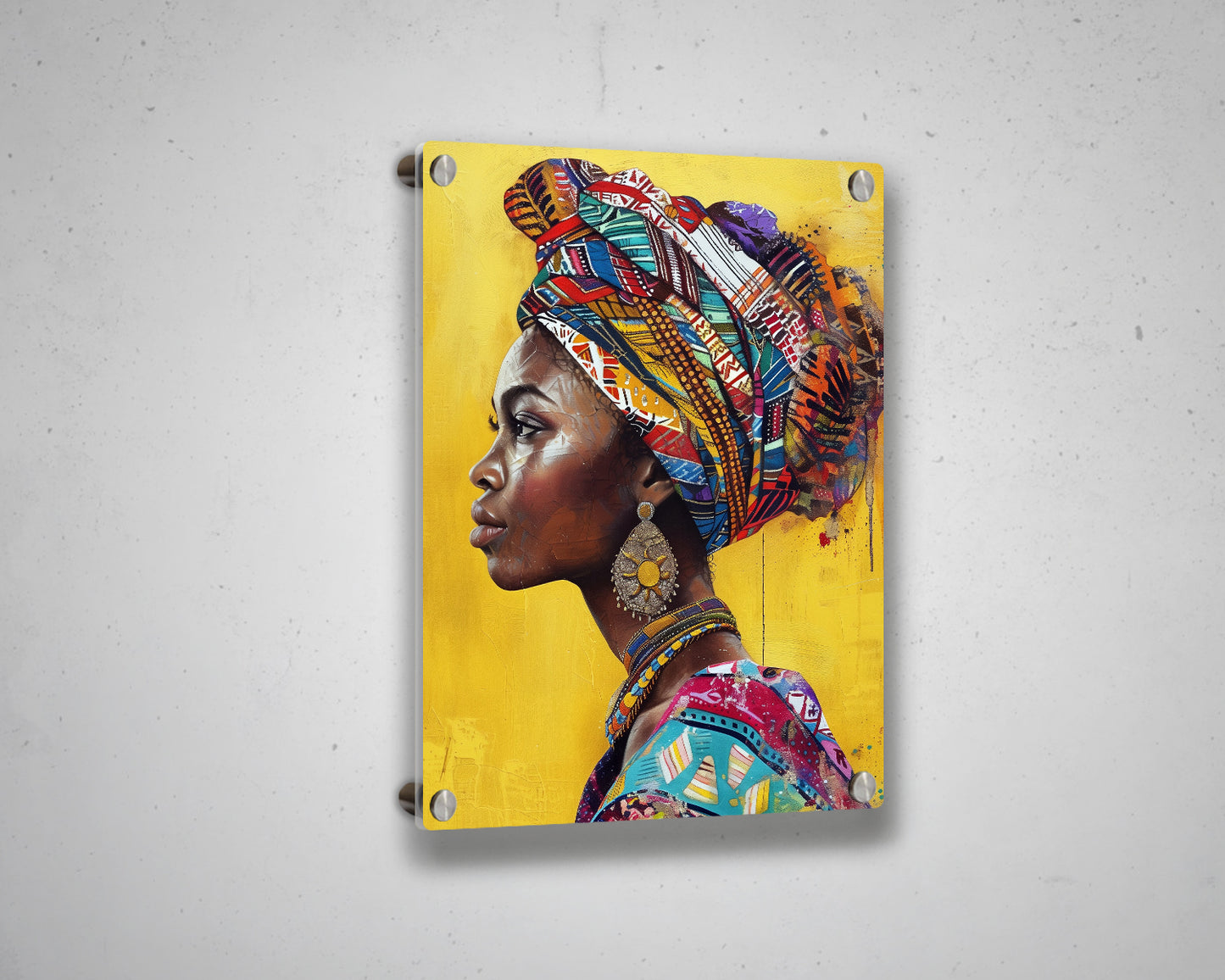 African Woman Watercolor Painting Portrait Abstract Canvas Art