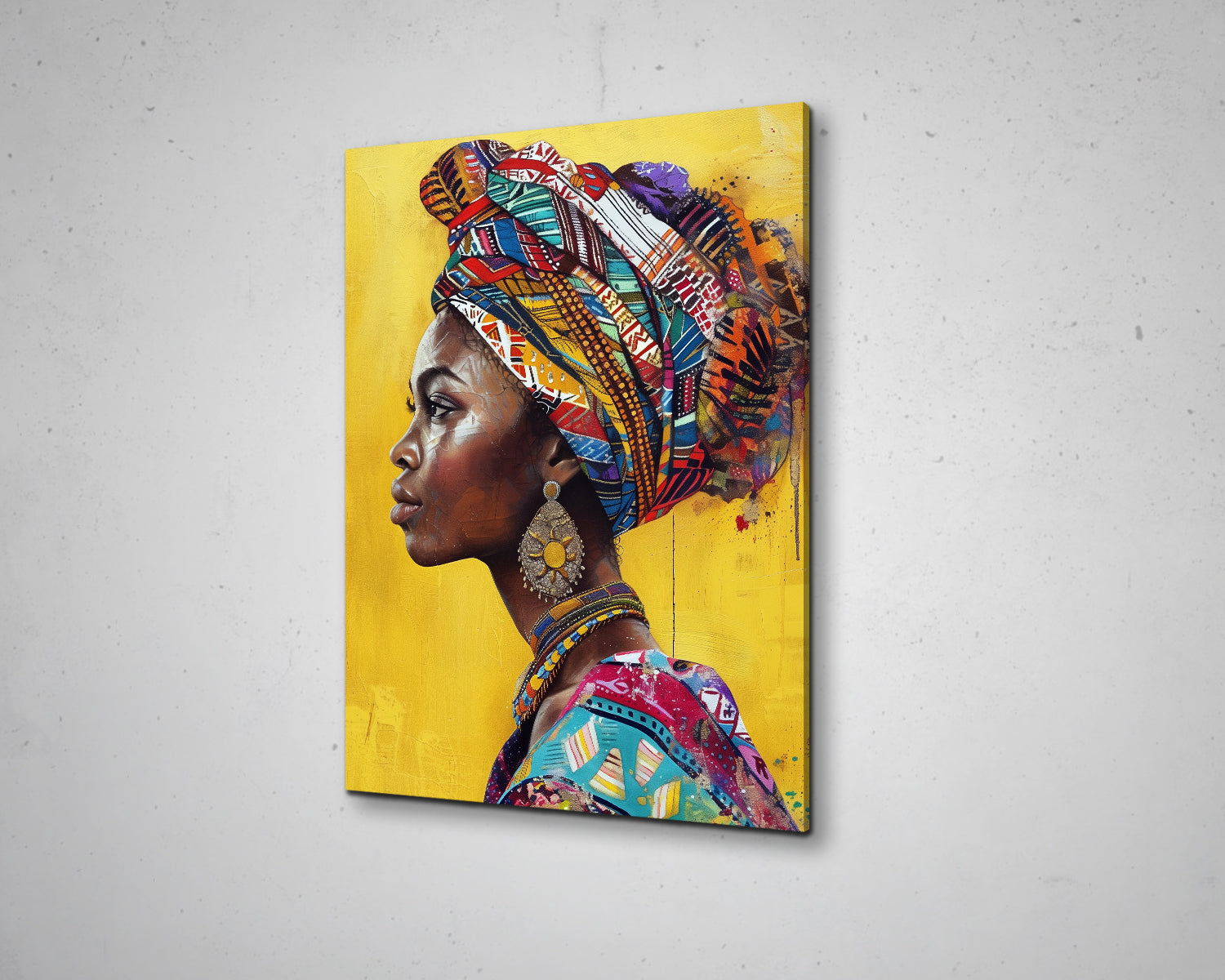 African Woman Watercolor Painting Portrait Abstract Canvas Art