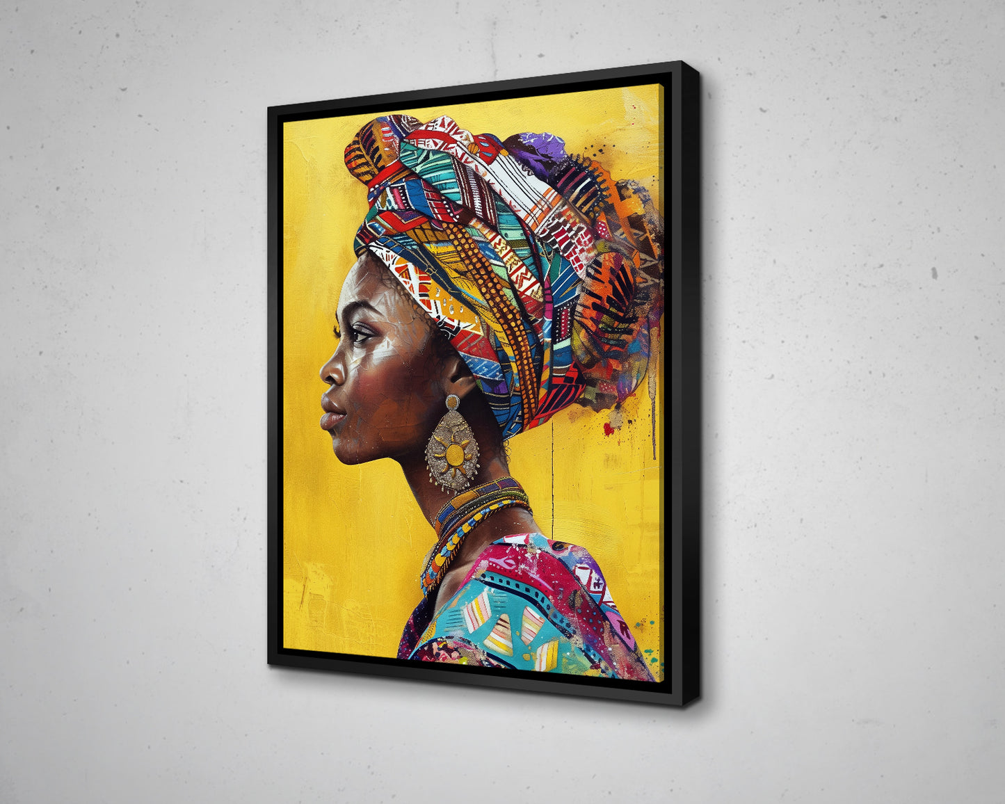 African Woman Watercolor Painting Portrait Abstract Canvas Art