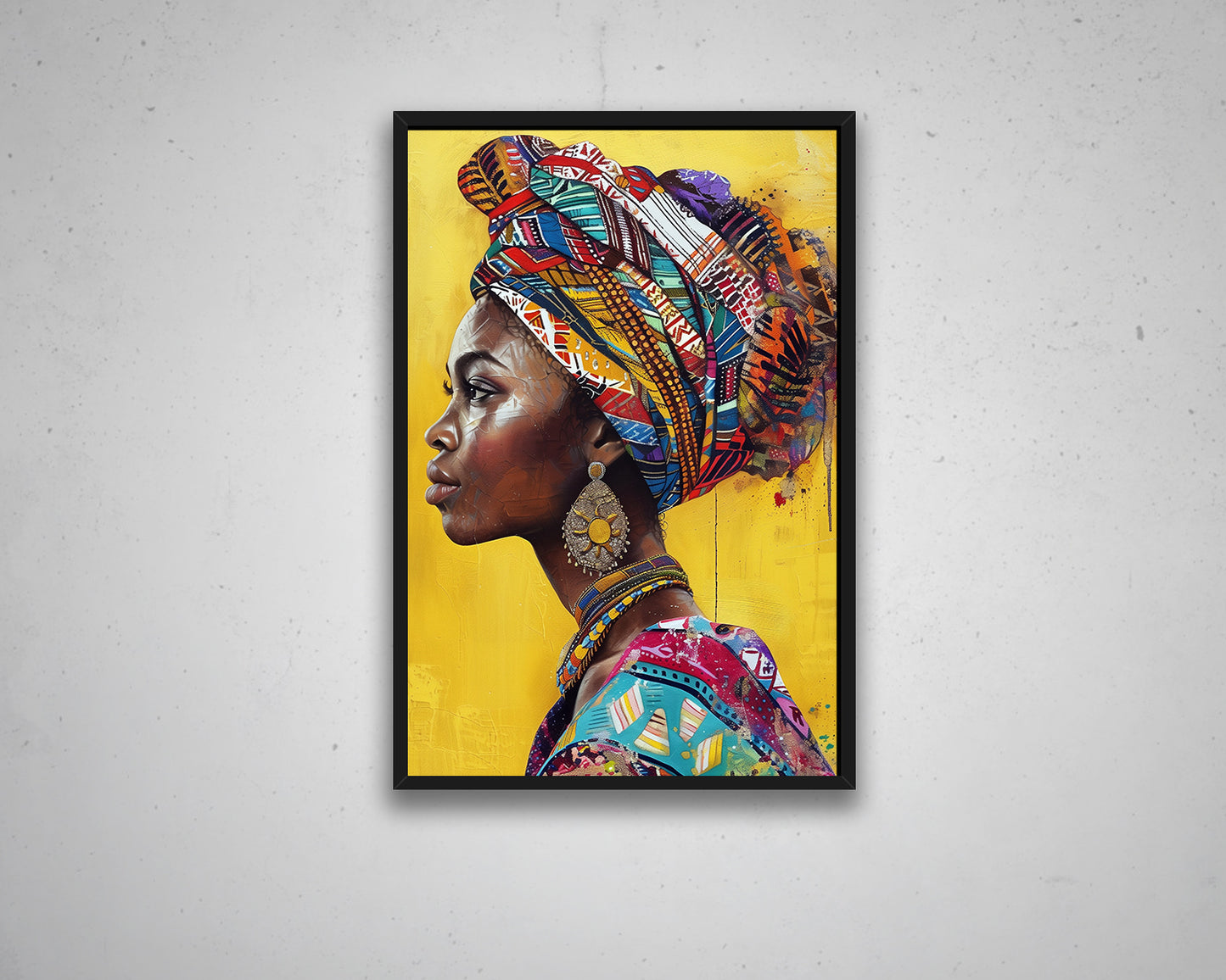 African Woman Watercolor Painting Portrait Abstract Canvas Art